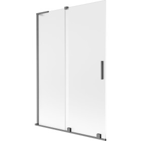 MEXEN/S - Velar L dvojkrídlová posuvná vaňová zástena 120 x 150, dekor, grafit kartáčovaná 896-120-003-31-66