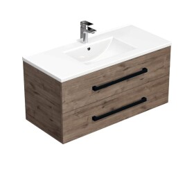 Kúpeľňová skrinka s čiernou úchytkou a umývadlom SAT Cube Way 100x53x46 cm dub Wellington mat CUBE46C1002DWMOD CUBE46C1002DWMOD
