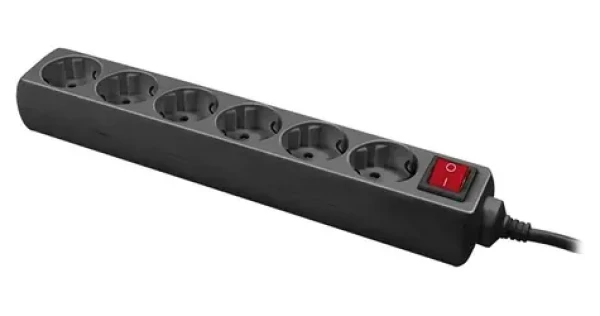 LogiLink LPS202B čierna / Zásuvkový blok / 6 zásuviek / 3500 W / 1,4 m / vypínač (LPS202B)