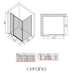 CERANO - Sprchový kout Santini L/P - 6 mm - černá matná, transparentní sklo - 140x100x195 - pivotový CER-429019