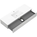 MEXEN/S - Rivel kúpeľňová skrinka 140 cm s umývadlom Otis, 1 šuplík, reliéf, šedá mat/biela mat 91A20-14023-1-BF62-W18M01