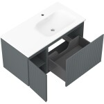MEXEN/S - Rivel kúpeľňová skrinka 90 cm s umývadlom Vela pravá, 1S, 1D, reliéf, grafit mat/biela mat 91A23-09047-3-BBFF66-W23P01
