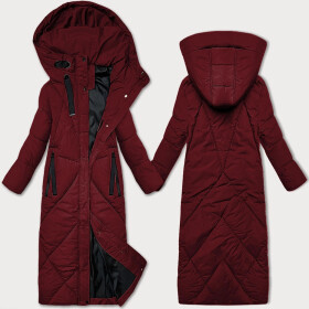 Dámska zimná bunda v bordovej farbe v bordovej farbe s dĺžkou po kolená J Style (5M3232-1) odstíny červené S (36)