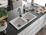 MEXEN/S MEXEN/S - Mario granitový drez 2-bowl 820 x 436 mm, biela, + sifón grafit 6504822000-20-B