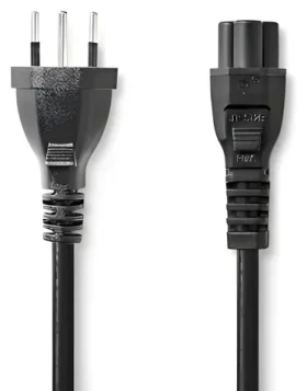 Nedis Napájací kábel CH - IEC-320-C5 čierna / Napájací kábel / 2 m / Švajčiarska zástrčka trojlístok (CEGL11220BK20)