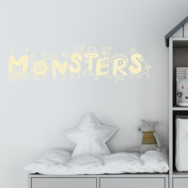 Veselá Stena Samolepka Monsters Farba: béžová, Veľkosť: 40 x 11 cm