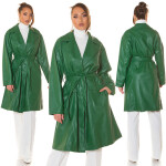 Sexy Koucla leather look coat with belt green Einheitsgroesse