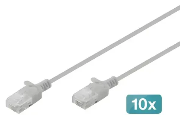 Digitus šedý / Patch kábel / Cat6 U/UTP Slim / 2 m / 10 ks (DK-1618-020S-10)