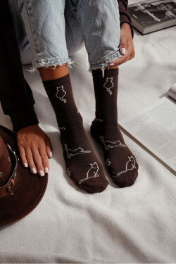 Dámske ponožky Cat outlines 0200.093 Hnědá 37-41