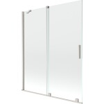 MEXEN/S - Velár dvojkrídlová posuvná vaňová zástena 140 x 150, transparent, nikel kartáčovaný 896-140-000-01-97