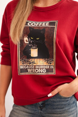 Dámska bavlnená mikina s potlačou mačky a červeným nápisom UNI