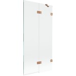 MEXEN/S - Lunar vaňová zástena 2-krídlová pravá 90 x 150, transparent, meď kartáčovaná 897-090-100-65-00-P