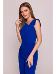 S407 Elegantný overal s asymetrickým výstrihom - kráľovská modrá EU L