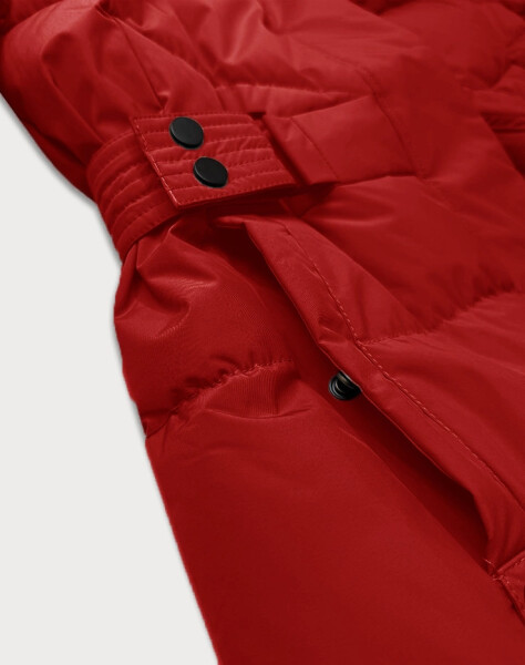 Tmavo červená dámska zimná bunda s opaskom LHD (LHD-24575) odstíny červené XL (42)