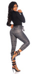 Sexy Highwaist Thermo Pants with Belt blackwhite L/XL