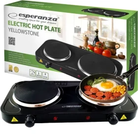 Esperanza EKH007K Yellowstone elektrický varič čierna / 2 vykurovacie dosky / 2500 W / 5 teplotných stupňov (AGDESPKTU0010)