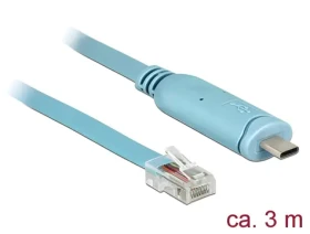 DeLock USB 2.0 Type-C (M) - RS-232 RJ45 (M) 3 m modrá / Adaptér (63914)
