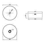 INVENA - Umývadlo na dosku KOS TREND 42 cm, kruhové čierna zlatá lesk CE-38-027-C