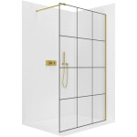 CERANO - Sprchová zástena Walk-in Onyx Cube Ľ/P - 8 mm - hranatá vzpera - zlatá, industriálne sklo - 90x200 CER-8050BD493