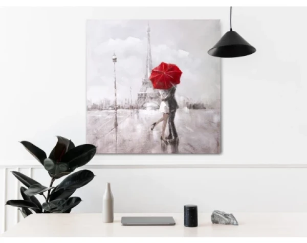 Ručne maľovaný obraz Láska v Paríži 80x80 cm, 3D štruktúra%