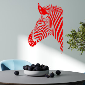 Veselá Stena Samolepka Hlava zebry Farba: červená, Veľkosť: 80 x 55 cm