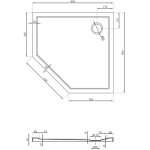 MEXEN - Flow päťboká sprchová vanička slim 80 x 80, biela lesk 46P108080