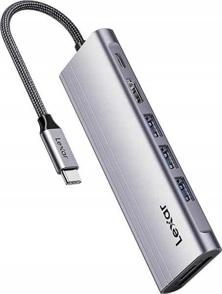 Lexar Hub 7-in-1 USB-C USB3.2 Gen1. Type-C, 3xUSB-A HDMI, SD, microSD slot. PD 100W