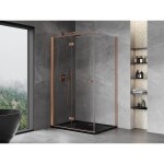 MEXEN/S - Mist-F sprchovací kút skladacie dvere ľavá 90 x 75, transparent, meď kartáčovaná 8A6T-090-075-65-00-L