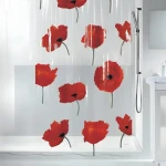 Spirella POPPY sprchový záves motív tulipány číry / 180 x 200 cm / PEVA