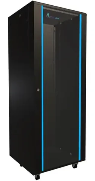 Extralink Rack 32U 600x600 čierna / Stojanový rozvádzač / 19" / sklenené dvere / nosnosť 600 kg (EX.14756)