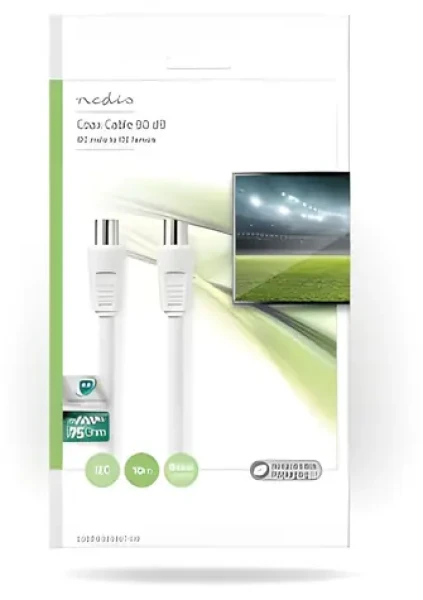 Nedis Koaxiálny kábel IEC-IEC 10m biela / Koaxiálny kábel / 75 Ohm / Dvojité tienenie / 90 dB (CSGP40200WT100)