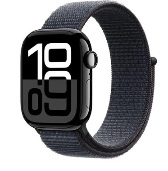 Apple Watch Series 10 GPS+Cellular 42mm Klavírno čierne hliníkové telo - Atramentovo fialový prevliekací remienok / 130-200 (MWX83)