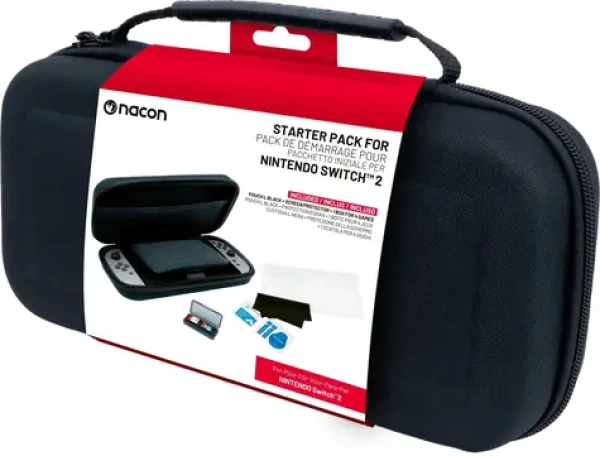 Nacon SWITCHNEWPACK5BLACK Štartovacia sada pre Nintendo Switch 2 / Puzdro / Ochranné sklo na displej / Krabička na hry (SWITCHNEWPACK5BLACK)