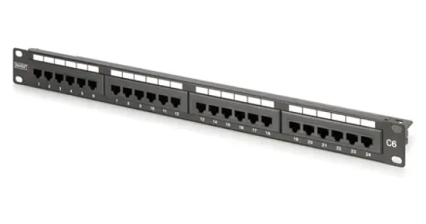 Digitus CAT6 Class E / Patch panel / netienený / 24 portov RJ45 / 1U (DN-91624U-CR)