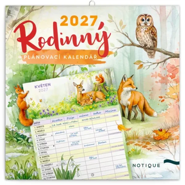 NOTIQUE Zvieratká 2027 / Rodinný plánovací kalendár / 30 x 30 cm