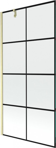 MEXEN/S - Next vaňová zástena FIX 90 x 150, čierna vzor, zlatá kartáčovaná 895-090-000-00-77-55