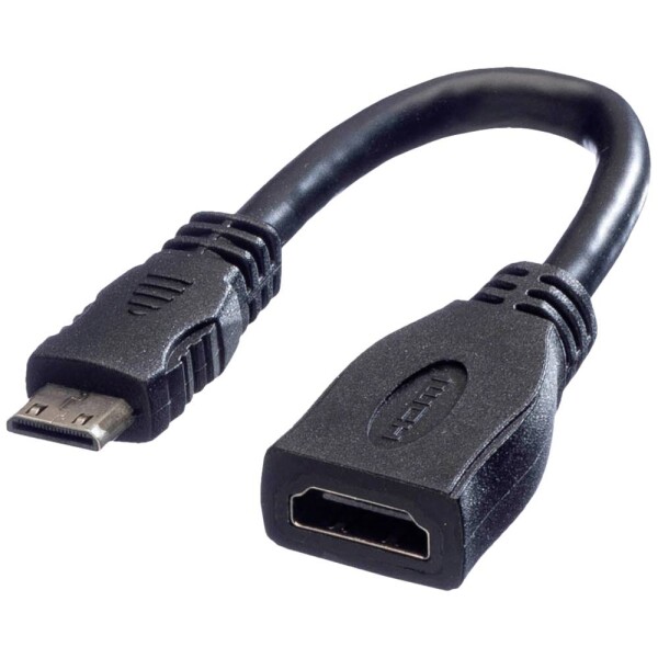 Value HDMI prepojovací kábel Zásuvka HDMI-A, Zástrčka HDMI Mini-C 0.15 m čierna 11.99.5586 tienený HDMI kábel; 11.99.5586