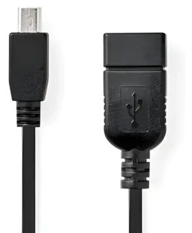 Nedis OTG adaptér Mini USB (M) - USB-A (F) čierna / Adaptér / USB 2.0 / OTG / 480 Mbps / 0,20 m (CCGB60315BK02)