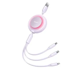 Baseus CAMJ010005 Kábel USB-A (M) - Micro USB (M) amp; Lightning (M) amp; USB-C (M) 1.1 m fialová (CAMJ010005)
