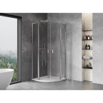 MEXEN/S - Mist L sprchový kút štvrťkruh, krídlové 80 x 80, transparent, chróm 8A32L-080-080-01-00
