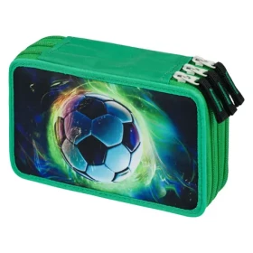 BAAGL Školský peračník trojposchodový Futbal Lopta / 20 x 13 x 9 cm (A-34086)