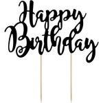 PartyDeco špachtľové ozdoby na tortu čierna Happy Birthday KPT11-010 torta-dekorácie - PartyDeco - PartyDeco