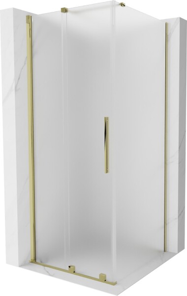 MEXEN/S - Velár sprchovací kút, posuvné dvere 90 x 90, dekor, zlato 871-090-090-31-50