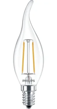 LED žiarovka Classic BA35 E14 2W číra / Sviečkový tvar / Teplá biela 2700K / Náhrada 25W / 250lm / Nestmievateľná (SKL000213716)