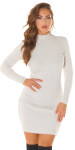 Sexy Basic Mini Knit Dress with Turtleneck Einheitsgroesse