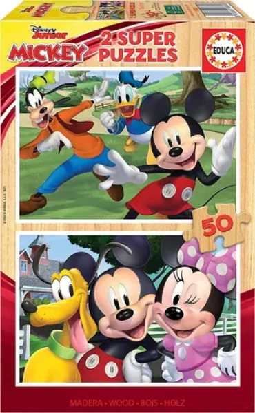 Educa Drevené puzzle Mickey a priatelia