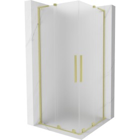 MEXEN/S - Velar L Duo sprchovací kút, posuvné dvere 100 x 100, dekor, zlato kartáčovaná 871-100-100-02-33-55
