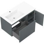 MEXEN/S - Rivel kúpeľňová skrinka 90 cm s umývadlom Otis ľavá, 1S, 1D, reliéf, grafit mat/biela mat 91A23-09047-3-BBFF66-W18L01