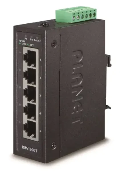 Planet ISW-500T / Switch priemyselný / 5x 10/100Base-TX / DIN / IP30 / -40 až 75 °C (ISW-500T)