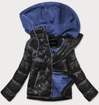 černo/modrá dámská bunda kapucí (BH2003) Barva: odcienie niebieskiego, Velikost: